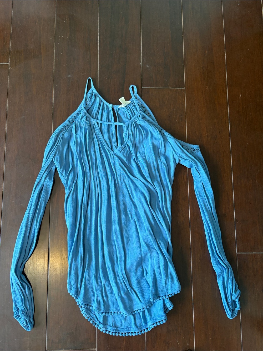 Aeropostale Blue Cold-Shoulder Long Sleeve Tunic